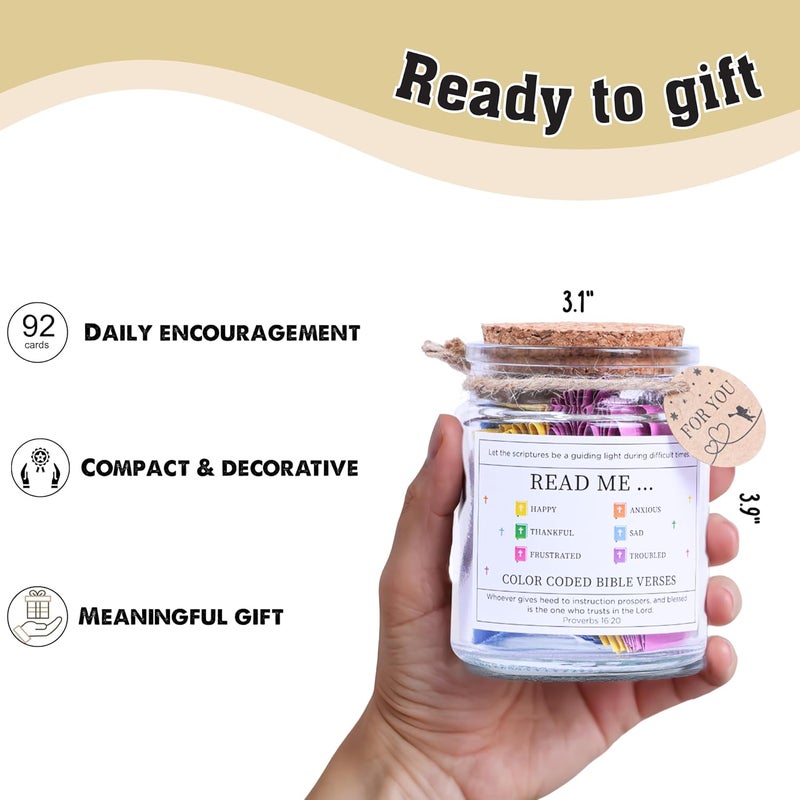 SOLMAYCO Christian Gifts for Women – Bible Verse Jar with 92 Scriptures | Read Me When Jar for Encouragement & Faith | Spiritual Gift for Mom, Daughter, Sister | Christmas Ready - Image 3